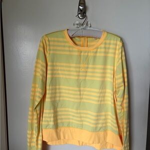 Lululemon Yellow Striped Long Sleeve Athletic Top